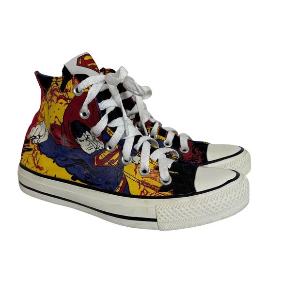 Converse X DC Comics Superman Chuck Taylor All Star High Top Sneakers - Youth 4 - Picture 1 of 10